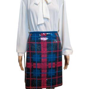 NWT Tommy HIlfiger Plaid Tartan Sequin Pencil Skirt Size 14